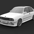 White Classic M318i Two Door Car With Black Wheels And Sporty Design