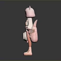 Cute 3D Game Movie Character With Pink Cat Ears Tail And White Outfit Design