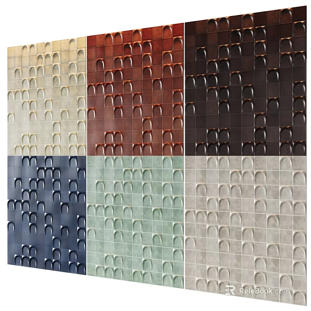 Decorative Tile Components With Various Colors And Textured Patterns For Interior Design 3d model