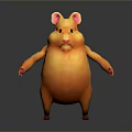 Cute Orange Hamster Game Movie Character With Standing Pose And Pink Ears Paws