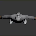 Man in Gray Turtleneck Sweater Black Mask Standing Black Pants White Shoes on Gray Background