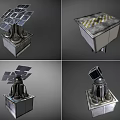 Advanced Industrial Equipment Featuring Solar Panels Metal Base Warning Stripes And Control Unit