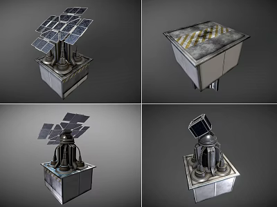 Advanced Industrial Equipment Featuring Solar Panels Metal Base Warning Stripes And Control Unit 3d model