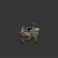 Military Armored Vehicle With Camouflage Paint Multiple Wheels And Top Mounted Weapon