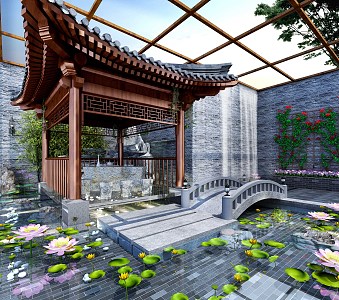 Chinese Style Gazebo Landscape Gazebo 3d model