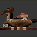 Decorative Animal Figurine With Red Stone Blue Ceramic Bowl And Wooden Plate