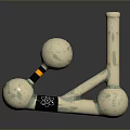 Metallic Structure With Spheres Connecting Rods Marked 88 And Reflective Surface