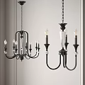 Black Chandeliers With Candle Style Bulbs And Crystal Accents For Interior
