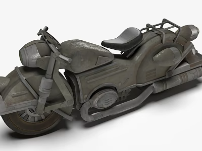 Vintage Industrial Metal Motorcycle With Rustic Seat Handlebars And Exhaust Pipes 3d model