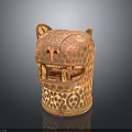 Leopard Head Sculpture With Terracotta Material Handcrafted Spotted Pattern And Decorative Design