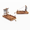 Traditional Handmade Model Boats With Bamboo Structures And White Sails