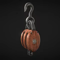 Industrial Pulley Block With Wooden Wheels And Metal Hook Heavy Duty Lifting Tool