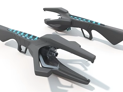 Futuristic Black Weapons Featuring Blue Accents Sleek Modern Design And Aerodynamic Structure 3d model
