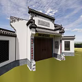 At the gate of the ancient building 3d model