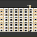 Modern Multi Storey Residential Building With Yellow Exterior White Window Frames And Multiple Balconies