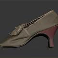 Artistic Sculpture Carving Details On Beige Fabric Shoes With Decorative Design