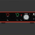 Red Headphone Audio Device With Knobs Buttons And Control Ports