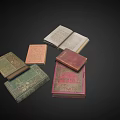 Vintage Books With Decorative Covers Open And Closed Displaying Various Designs And Pages