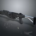 Modern Tactical Weapon with Black Metal Construction Scope and Adjustable Stock 3d model