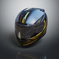 Modern Black and Gold Helmet With Glossy Sleek Design For Protective Gear