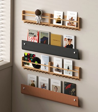 Modern Bookshelf Modern Wall Bookshelf Magazine Rack CD Magazine 3d model