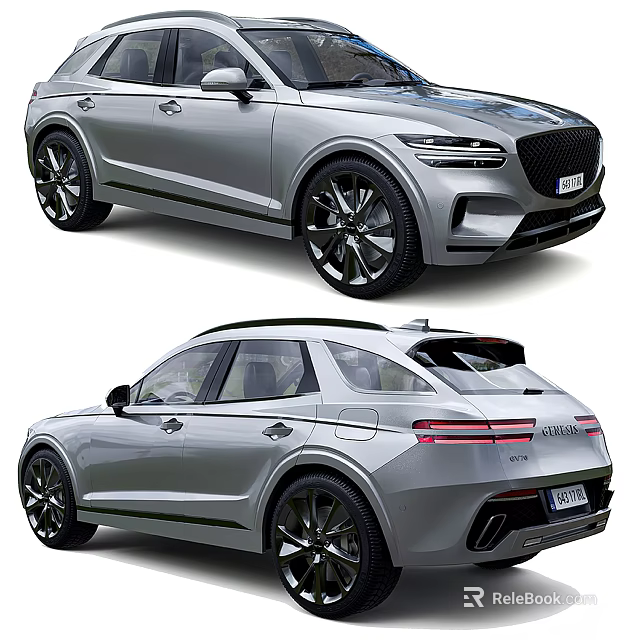 Silver SUV Car With Modern Design Sleek Body LED Headlights Taillights And Alloy Wheels 3d model 