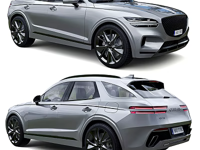 Silver SUV Car With Modern Design Sleek Body LED Headlights Taillights And Alloy Wheels 3d model