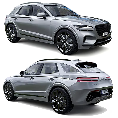 Silver SUV Car With Modern Design Sleek Body LED Headlights Taillights And Alloy Wheels 3d model