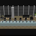 Front Desk Reception Area With Long Reception Desk Office Chairs Sofa And Indoor Plant