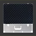 Open Silver Metal Toolbox With Black Checkered Lining And Black Device Pliers Screwdriver Round Pads