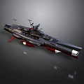 Large Sci Fi Watercraft With Military Style Deck And Red Accents