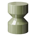 Modern White and Green Side Table with Ribbed Texture and Sleek Two Tiered Design 3d model