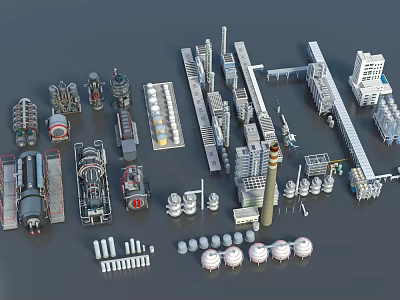 Detailed Industrial Equipment Models Featuring Various Machinery Parts And Mechanical Components 3d model
