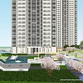Elegant Modern High Rise Residential Towers With Green Areas And Water Features