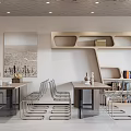 Public Office Space with Open Design Wooden Bookshelves Abundant Books Warm Lighting and Indoor Plant