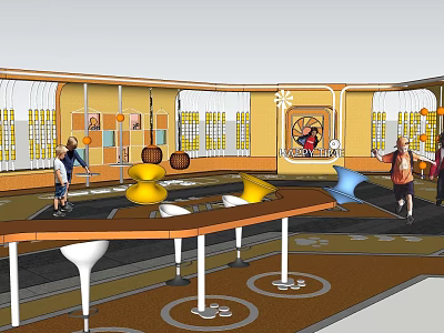 Kids Play Area With Colorful Design Slides Climbing Structures And Active Kids Playing 3d model