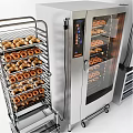 Stainless Steel Commercial Kitchen Oven With Glass Door Baking Cart And Multiple Racks