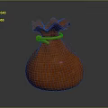 Decorative Orange Textured Pouch With Ruffled Edge And Drawstring For Daily Use 3d model