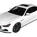 White Maserati Sedan With Sleek Body Design Black Alloy Wheels And LED Headlights