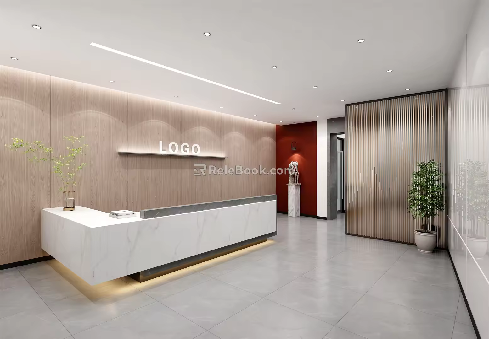 Modern lobby front desk 3d model