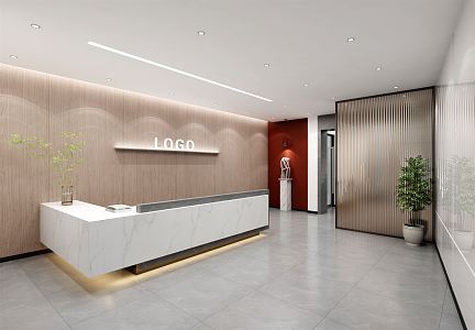 Modern lobby front desk 3d model