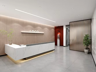 Modern lobby front desk 3d model