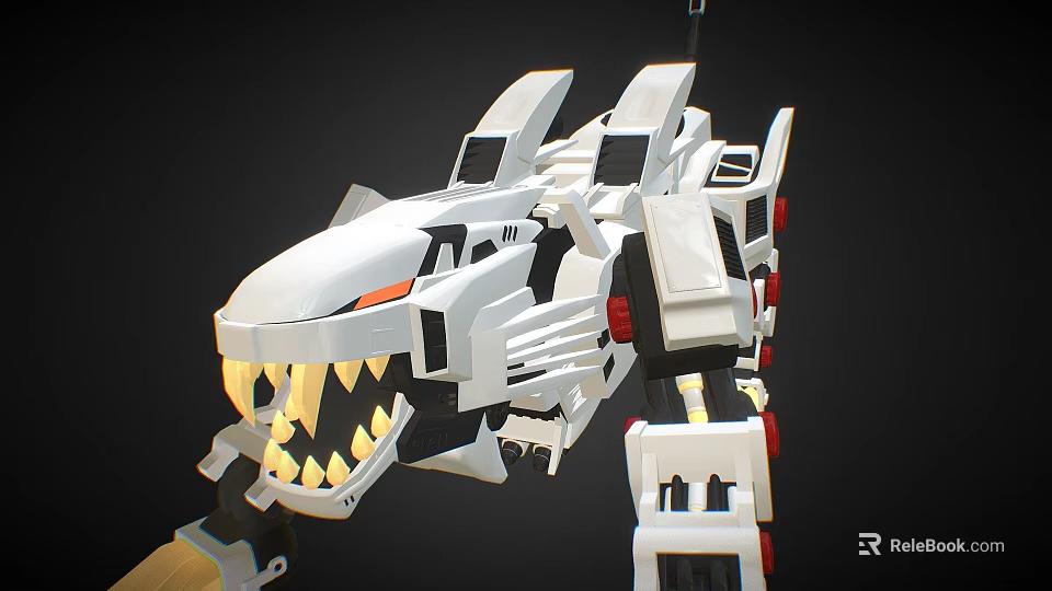 Game Movie Character Mechanical Shark With White Body Sharp Teeth And Red Details 3d model 