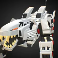 Game Movie Character Mechanical Shark With White Body Sharp Teeth And Red Details