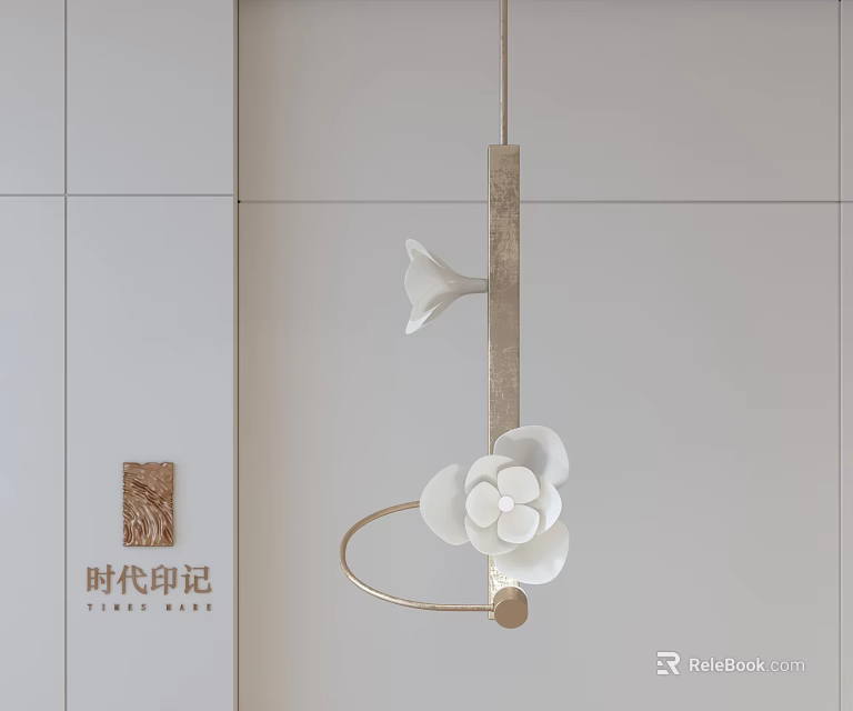 Elegant White Floral Chandelier With Metallic Frame For Modern Interior Decor 3d model 
