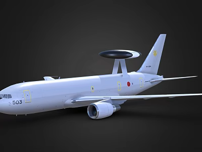 Passenger Airplane with White Fuselage Radar Dome on Tail Japanese Flag Emblem and Number 563 3d model