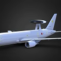 Passenger Airplane with White Fuselage Radar Dome on Tail Japanese Flag Emblem and Number 563