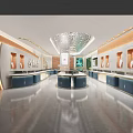 Elegant Modern Jewelry Store Interior With Glass Display Cases And Blue Counters Lighting