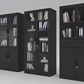 Gray Display Shelves with Glass Doors Books Decorations and Drawers for Office Storage