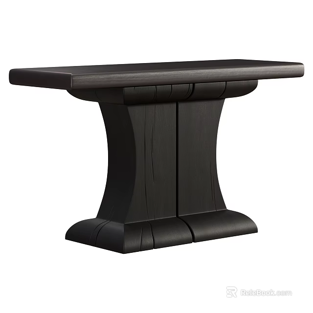 Dark Wood Console Table With Unique Base Structure For Modern Interior Decor 3d model